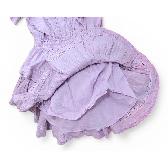 LoveShackFancy Natasha Wisteria Lavender Small Cotton Ruffle Mini Dress - Picture 10 of 13